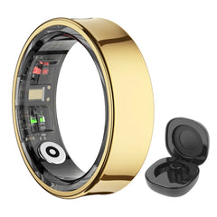R09 Smart Ring 5ATM Waterproof Temperature Sport Health Ring Heart Rate Blood Oxygen Sleep Monitor w/ Charging Case Smartring