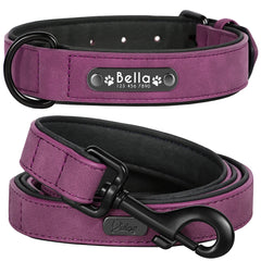 Custom Leather Dog Collar Leash Personalized Pet Collar and Leash Set Durable Leather Collar Lead for Small Medium Large Dogs Pet Shop