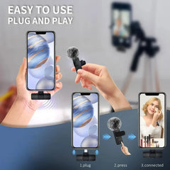 Wireless Lavalier Microphone Mini Mic for iPhone Android Live Broadcast Gaming Phone Audio Video Recording Wireless Portable Mic