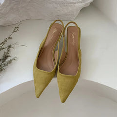 Bailamos Women Sandals Pointed Toe Elegant Low-heels Shoes Summer Fashion Slingback Woman Mules Shoes Pumps Dress Shoes