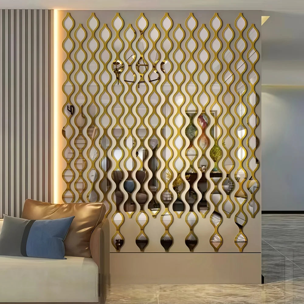 6/12pcs Gold Teardrop Wall Mirror CombinationArtisticDecorative Mirror for BathroomBedroom Living Room Hallway Accent Wall Decor