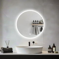 60*60cm Smart Bathroom Mirror LED Lights Wall Mounted Mirror 3 Colors Memory Stepless Dimmable Waterpoof Touch Switch Hardwired