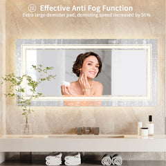 LUVODI Large Illuminate Mirror Bathroom Double Sink Mirror Full Length Dressing Salon Mirror with 3 Color Lights Dimming