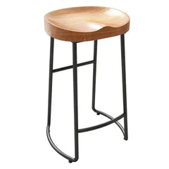 Nordic Home Solid Wood Bar Stools Front Desk Coffee Leisure Chair Iron Art High Bar Stools for Kitchen Stylish and Sturdy Kitchen & Dining Furniture