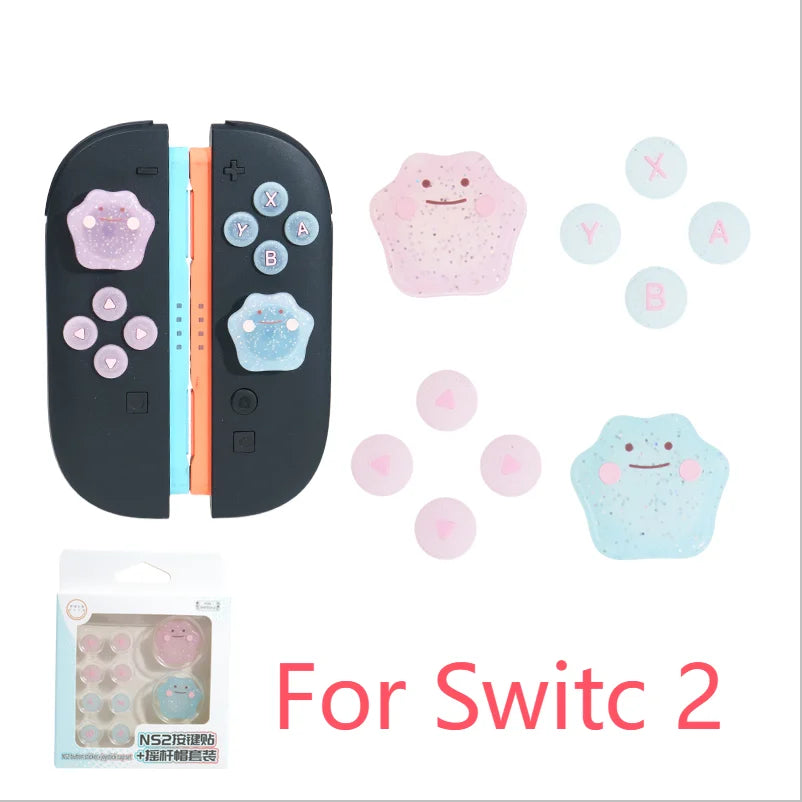 Cute Bling Silicone Soft D-pad Button ABXY Key Sticker Skin Case For Switch 2/NS Oled Joy-con Thumb Stick Grip Cap Cover