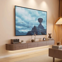 Solid Wood Suspended TV Stand Creative Wall-mounted Storage TV Cabinet Living Room Furniture Home Designer Center Table h