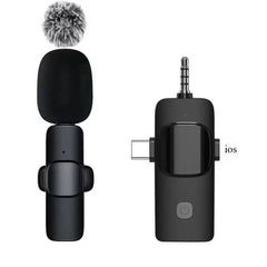 2.4G Wireless Lavalier Microphone Portable Audio Video Recording Mini Mic for iPhone Android Live Broadcast Gaming Phone