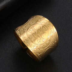 Dawapara Seal of The 7 Archangels Protection Ring Amulet Metatron Cube Lilith Symbol The Secrets of King Solomon Vintage Jewelry