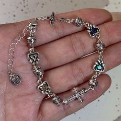925 Sterling Silver Bracelets for Women Men String Accessories Trend Cross Zircon Pendant Party Jewelry Gift