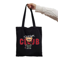 Black White Bear Print Shopper Tote for Women