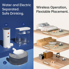 Smart Pet Water Fountain,3L Wireless Cat Water Fountain No Filter,Battery Operated Ultra Silent Cat Fountain Rechargeable