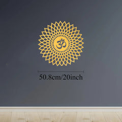 20" Radiant "Aum" Golden Metal Wall Sculpture | Sacred Mandala for Zen/Spiritual Spaces | Halloween & Christmas Gift