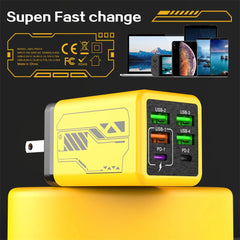 240W 6 Ports USB Charger PD Fast Charging Charger Wall Adapter for iPhone Samsung Xiaomi EU/US/UK Plug Charger Quick Charge 3.0