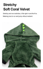 Pet Cat Dog Halloween Dog Clothes for Small Dogs Funny Dinosaur Cosplay Costume Winter Warm Cat Coat Fleece Hoodies Sweater