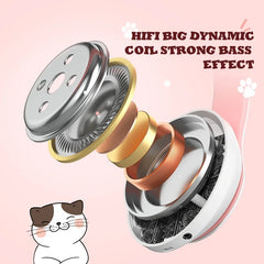 Flash Lamp Cute Cat Ears Headphone Bluetooth5.0 Stereo With Mic Support TF Card Wireless Kids Girl Earphone Birthday Gift