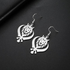 LIKGREAT Lion King Crown Dangle Earrings Sikh Khanda Punjabi Symbol Stainless Steel Jewelry Vintage Gift For Women