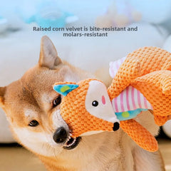 Pet Dog Plush Toy Cute Fox Elephant Bite Resistant Interactive Squeaky Dog Chewing Toy Dog Teeth Cleaning Sounding Doll Chew Toy Pet Shop