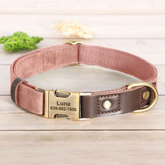 Personalized Dog Collar Leash PU Leather Dog Collars With Walking Lead Rope Free Custom Pet ID for Small Large Dogs Pug Pet Shop
