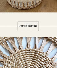 Nordic Round Woven Ottoman Small Mobile Footrest Stool