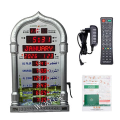 Islamic 12V Azan Mosque Calendar Muslim Prayer Wall Clock Alarm Islamic Mosque Azan Calendar Ramadan Home Decor with Remote Control
