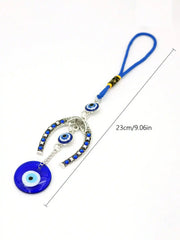 1pc Devil's Eye Horseshoe-shaped Blue Eye Rhinestone Lucky Decoration Pendant, Keychain & Car Hanger