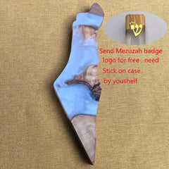Israel Map Mezuzah Case Epoxy Resin With Olive Wood Mezuzah case Judaism Mezuzah Holy Shema Blessing Hebrew Jew Home Decorations