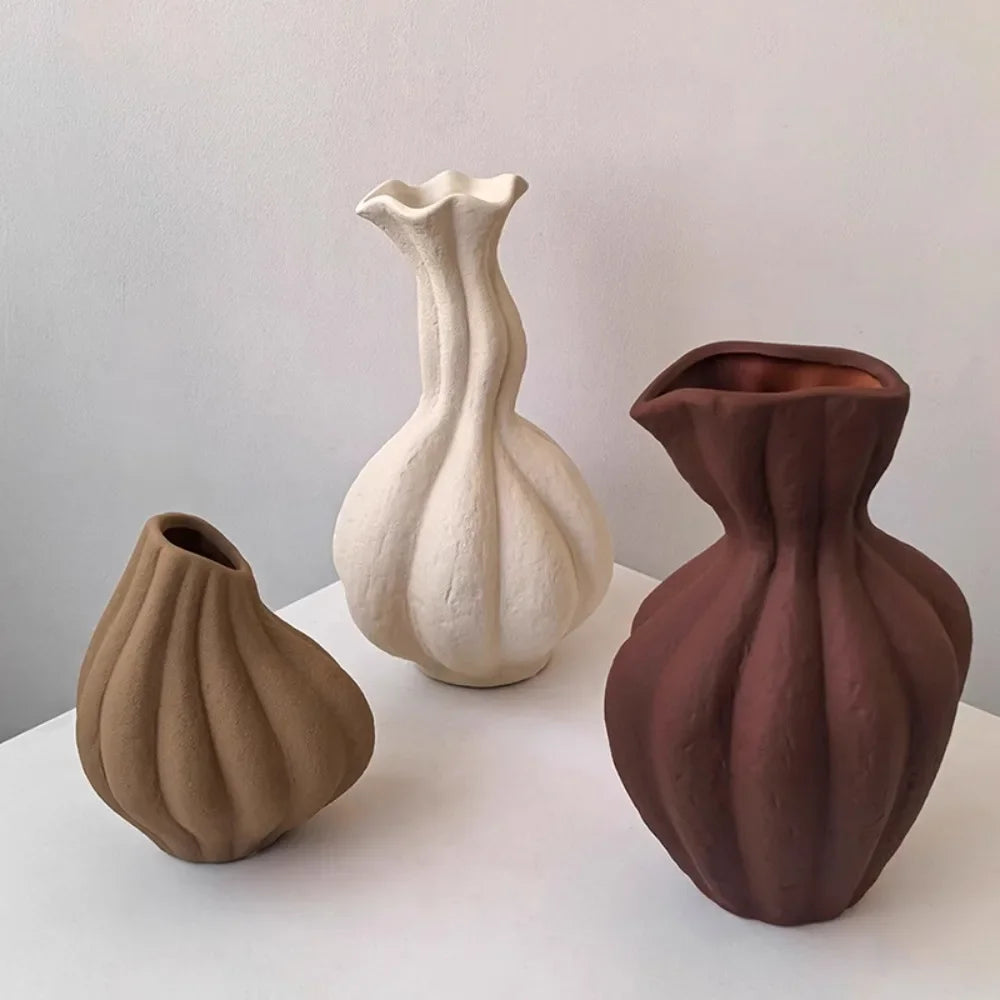 Livetai Wabi-Sabi Handmade Ceramic Vase, Organic Artistic Flower Pot for Living Room, Study & TV Console, Modern Boho Decor