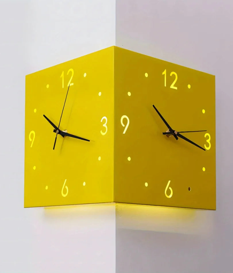 Corner Modern Wall Clock, Stylish Double-sided Luminous Wall Clock, Sensor Luminous Corner Wall Clock, Mute Wall Clock Home Decor