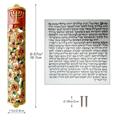 Hand Painted Door Mezuzah Ornament with Screw Zinc Alloy Jewish Mezuzah Case Cover Delicate Embellished Door Wall Hanukkah Decor