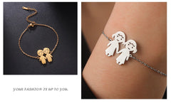 Teamer Cute Family Bracelets Stainless Steel Charm Bracelet Bangle for Daughter Son Sister Brother Couple Gifts Jewelry