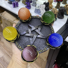 Crystal Ball Holder Astrology Pentacle Altar Plate Resin Tealight Holder Tray Witchcraft Altar Supplies Home Decor