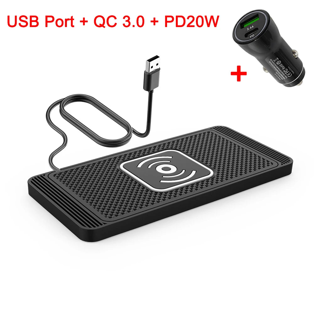 Car Wireless Charger Silicone Non Slip Pad for iPhone 17 16 15 14 Samsung Car Wireless Phone Chargers Fast Charging Station