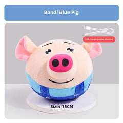 New Dog Toys Interactive Puzzle Electric Plush Jumping Ball USB Rechargeable Clown Cartoon Dog Training Toy Piggy Pet Shop