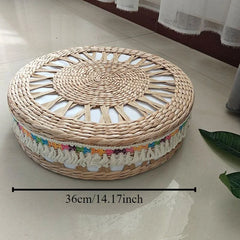 Nordic Round Woven Ottoman Small Mobile Footrest Stool