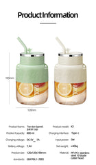 Wireless Portable Juicing Bucket Electric 800ml Sports Cup Fresh Fruit Juicer With Large Capacity and 10 Stainless Steel Blades