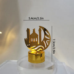 Creative Eid Mubarak Candle Lamp Islamic Ramadan Crescent Moon and Star Night Light Muslim Party Decor Eid Party Supplies