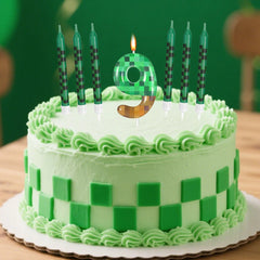 7Pcs Pixel Miner Birthday Cake Candles Topper for Pixel Theme Party Anniversary Party Video Game Party Supplies for Boys Girls