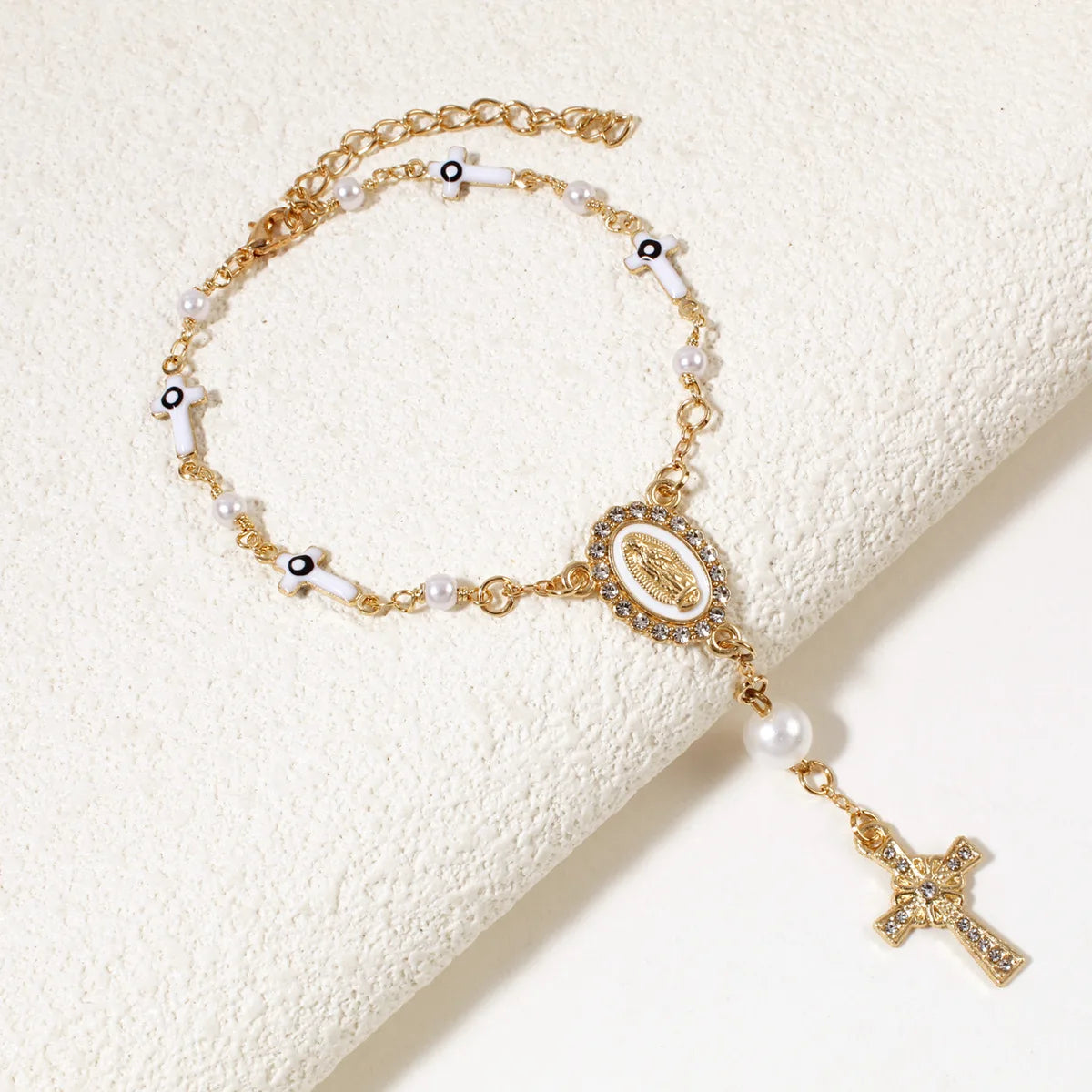 Car Steering Wheel Prayer Beads, Evil Eye Cross Virgin Mary Bracelet, Aluminum Pendant Keychain, Baptism Decor & Car Accessory