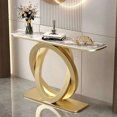 Luxury tablet computer console table Italian semi-circular iron entrance cabinet table Console Tables Creative corridor end view