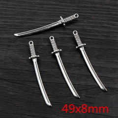 10pcs/lot Antique Silver Plated Sword Blade Charms Pedants DIY Jewelry Making Accessories for Necklace Craft Findings