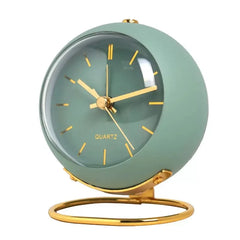 Table Alarm Clocks with Light, Retro Silent Non-Ticking Analog Clock Loud Table Clock for Bedside Office Travel Kids Decoration