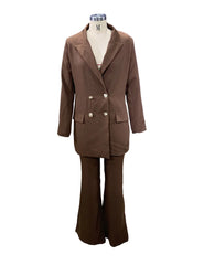 Women’s Solid Color Casual 2-Piece Wide-Leg Pants Set