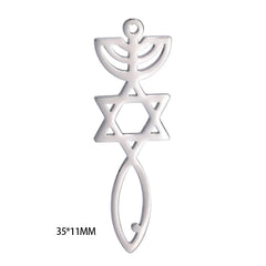 Teamer Stainless Steel Jewish Star of David Israel Map Hebrew Letter Charm Pendant for Jewelry Making Necklace DIY Wholesale
