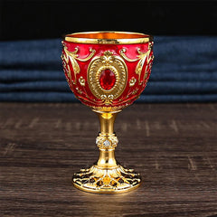 1Pc Timeless Embossed Metal Chalice Goblet Vintage Wine Champagne Liqueur Cup Perfect For Bars Restaurants Home Decor.