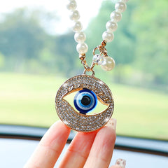 Diamond-filled blue eyes car pendant, car interior mirrors are delicately decorated, devil's eye car trailer car interior