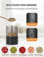 USB Rechargeable Electric Salt and Pepper Grinder Adjustable Coarseness Large Capacity Auto Spices Grinders Kitchen Cooking Tool