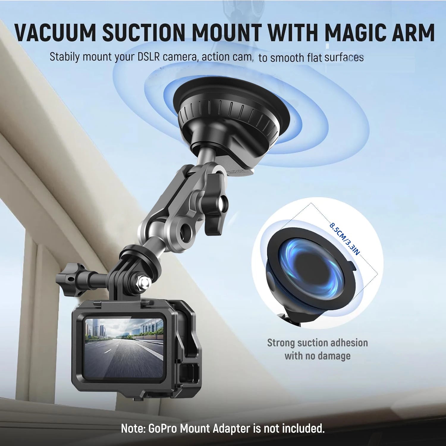 for Insta360 X4 X3 X2, Dashboard Quick-release Holder for Pocket 3 GoPro 12 11 10 9 8 Action 4 3 Powerful Suction Cup Car Mount
