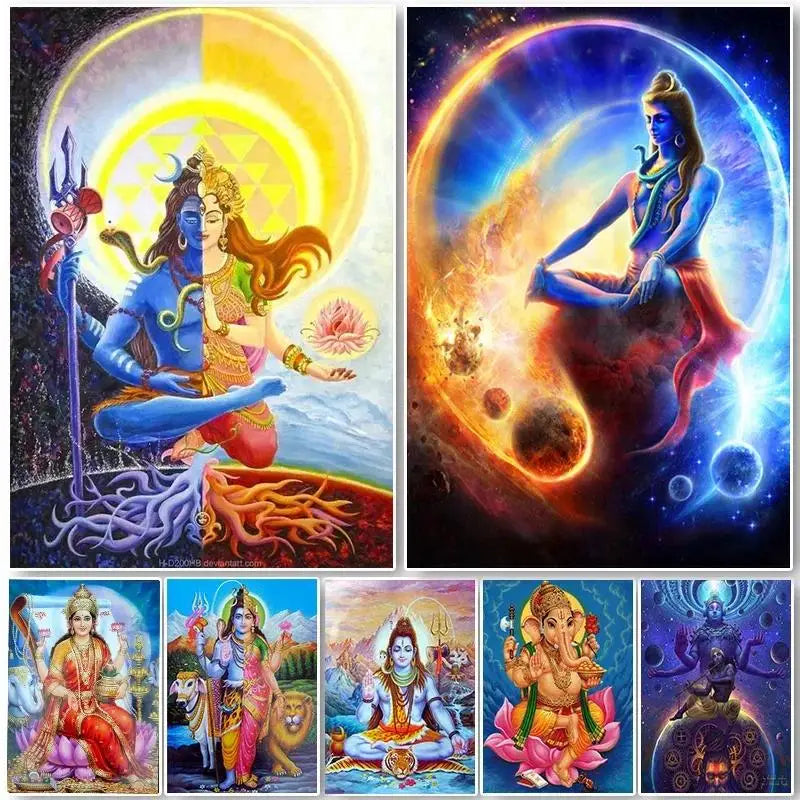 Divine Abstract Lord Shiva Canvas Poster  Hindu God Wall Art for Living Room  Religious Home Decor  Indian Deity Prints