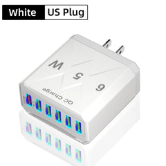 65W 6-Port Fast Charger – QC3.0 Travel Adapter