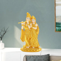 Lord Radha Krishna Buddha Statue Playing Flute Indian Sculptures Figurines Ornaments Home Garden Buddha Decoration Statues